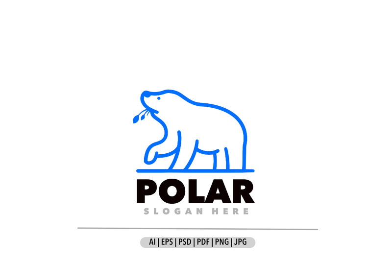 Logo d'art de ligne bleue d'ours polaire - Caractéristiques de l’image 1