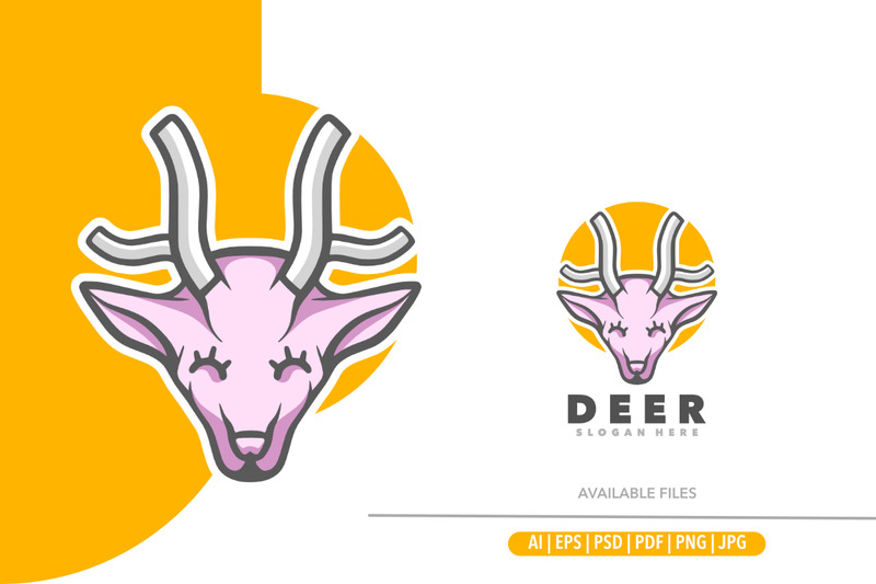 Kostenlos Hirschkopf süßes Maskottchen-Logo - Eigenschaften Bild 1