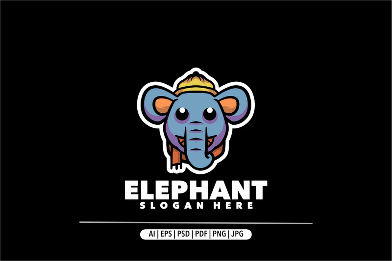 Elefant maskot tecknad design logotyp mall - Features Image 1