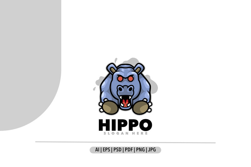 Nilpferd, wütend, Maskottchen, Logo, Design, Illustration - Eigenschaften Bild 1