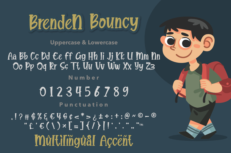Brenden Bouncy, een speels kindercartoonlettertype van premium kwaliteit. - Features Image 8