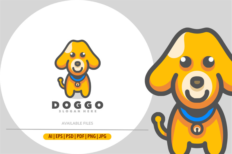 Disegno del modello di logo del fumetto sveglio del cane - Caratteristiche Immagine 1