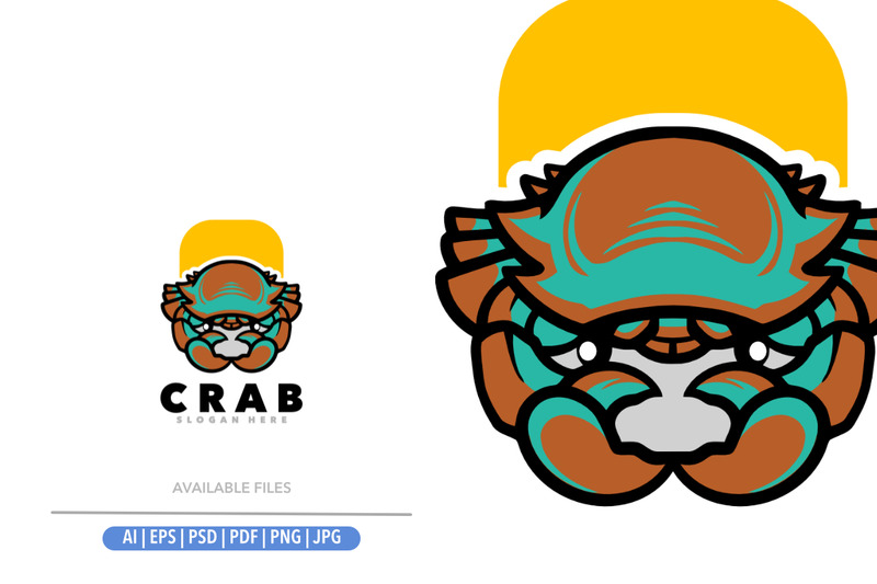 Krab mascotte cartoon logo sjabloon - Functieafbeelding 1