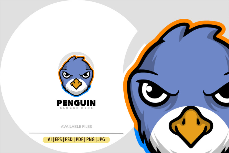 Modello di progettazione del logo della testa del pinguino - Caratteristiche Immagine 1