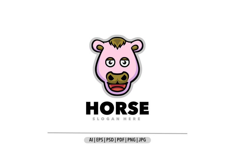 Conception de dessin animé de tête de logo de mascotte de cheval - Caractéristiques de l’image 1
