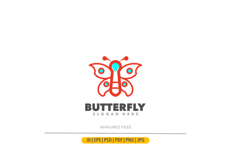 Logotipo de diseño de arte de línea roja mariposa - Características Imagen 1