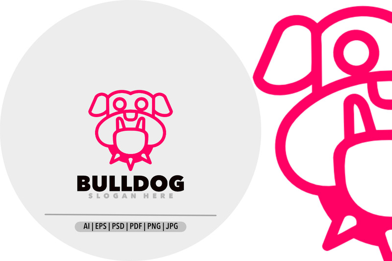 Illustration de conception de logo de symbole de ligne rouge de bouledogue - Caractéristiques de l’image 1