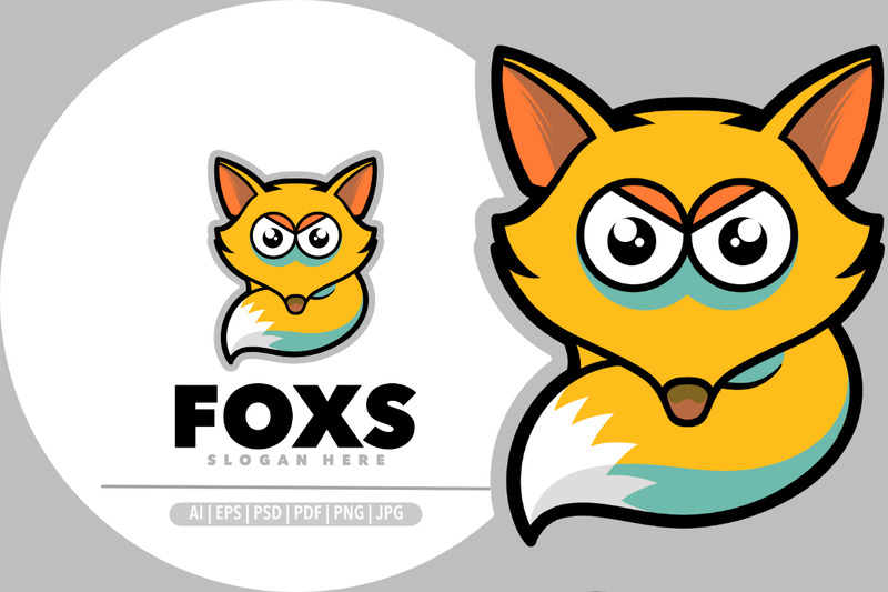 Cute fox mascot baby funny cartoon logo design illustration - Features Image 1