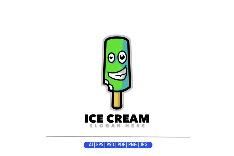 Logo de dessin animé de mascotte de crème glacée mignonne - Caractéristiques de l’image 1