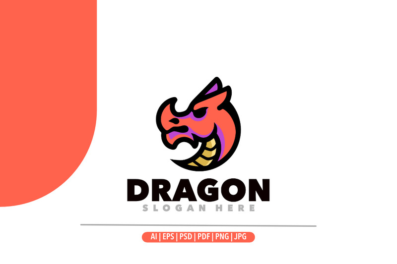 Illustration de conception de logo de mascotte simple dragon - Caractéristiques de l’image 1