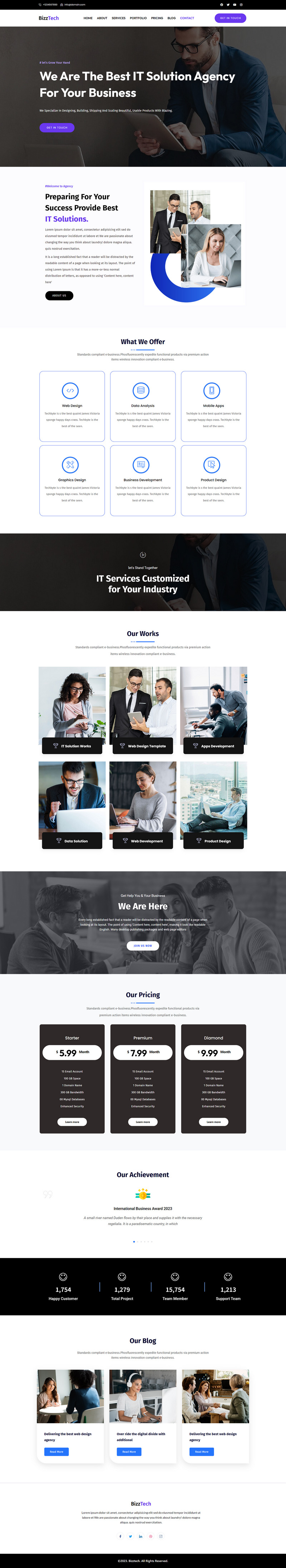 Bizztech - Multipurpose Business and IT Solution One Page WordPress Theme - Features Image 1