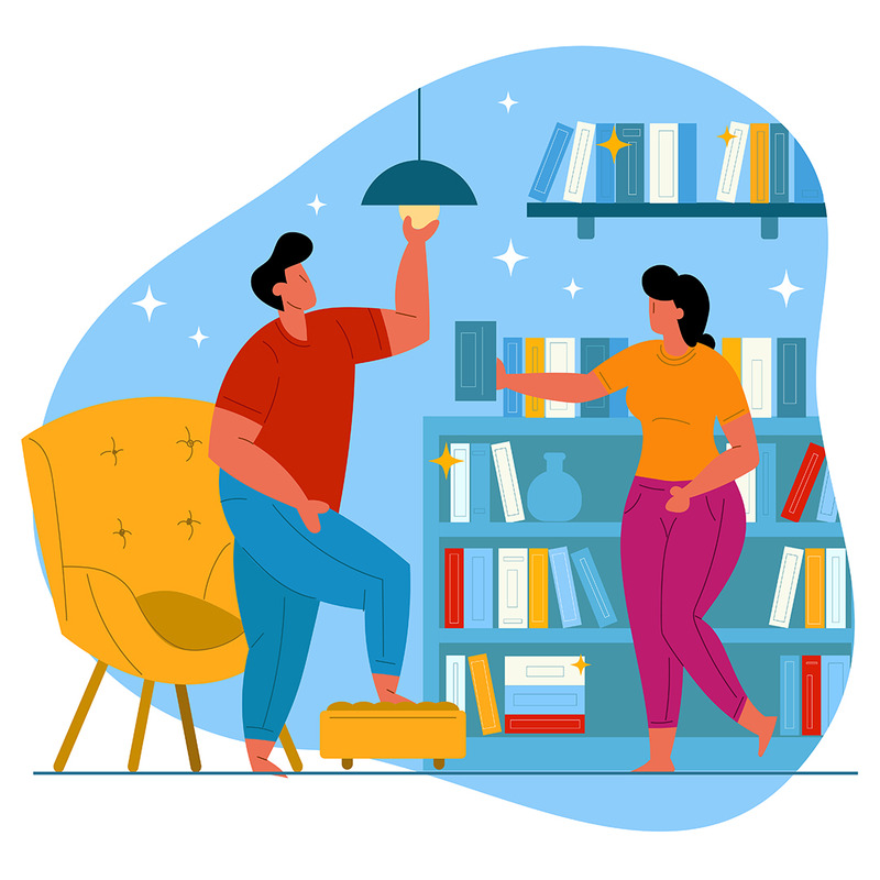 Cleaning Room Flat Illustration - Features Image 1