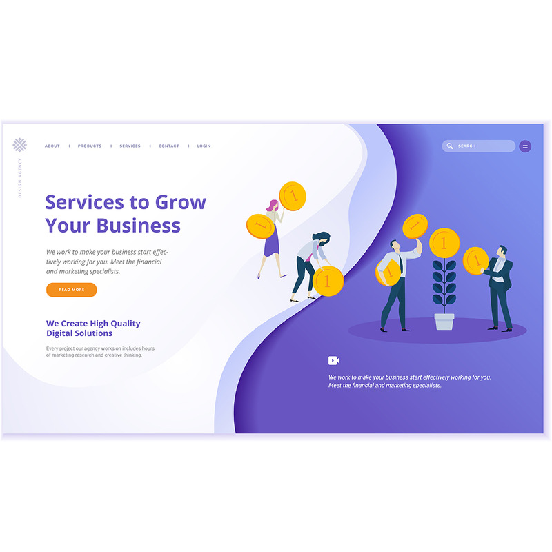 Illustrazione del modello di pagina Web Design V3 - Caratteristiche Immagine 1