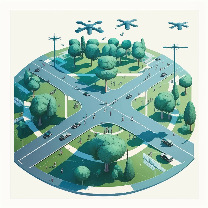 Crossroads Niebieski Malowane Z Mnóstwem Elektrycznych Ilustracji Wektorowych - Obraz funkcji 1