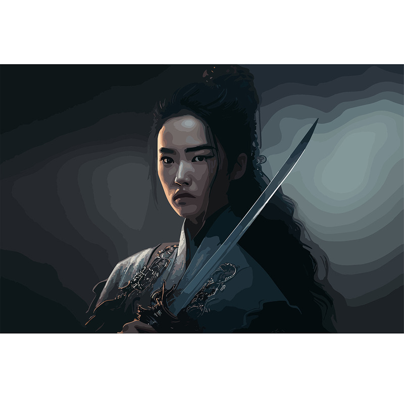 Adria Shevon Carácter Katana Ilustración Vector - Características Imagen 1