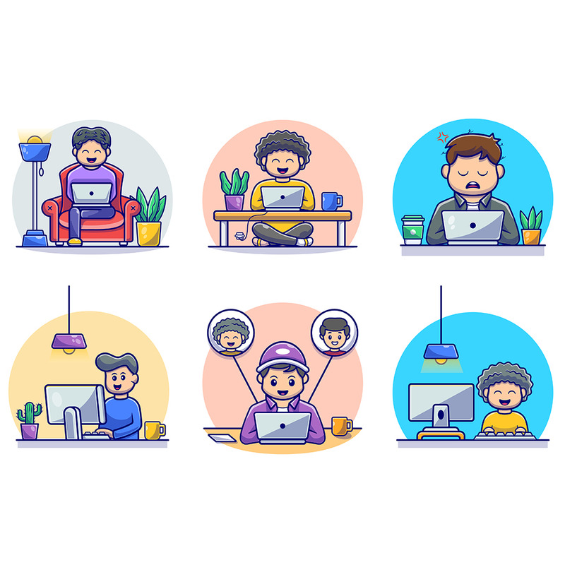 Arbeta hemifrån Sticker Set Illustration - Features Image 1