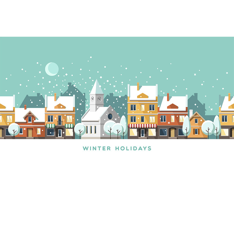 Vinterstad Urban Vinterlandskap Illustration - Features Image 1