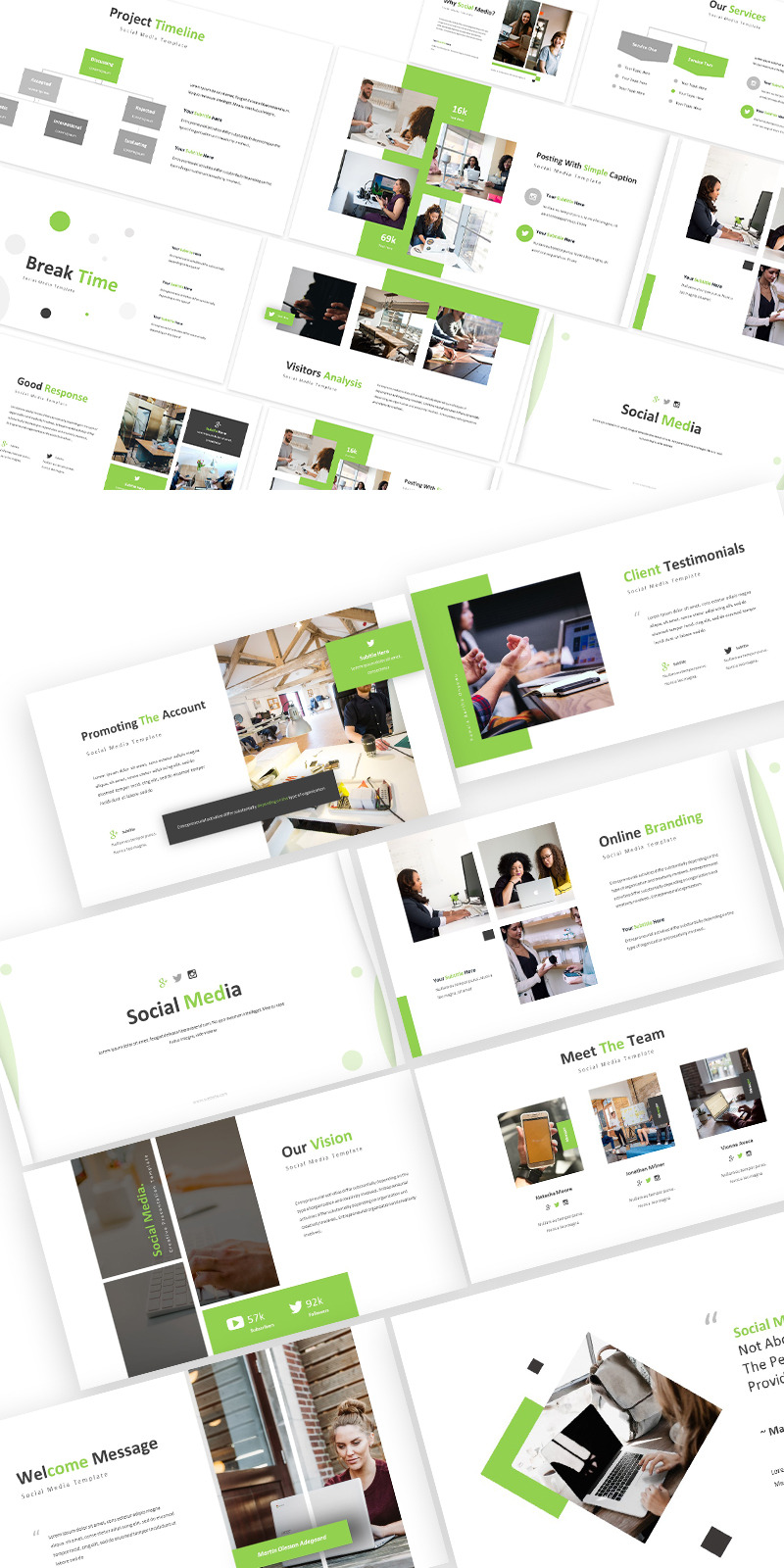 Social Media Green Keynote Template - Features Image 1