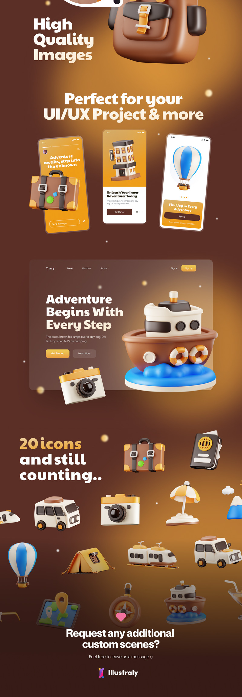 Travy - Set di icone 3D da viaggio - Caratteristiche Immagine 2