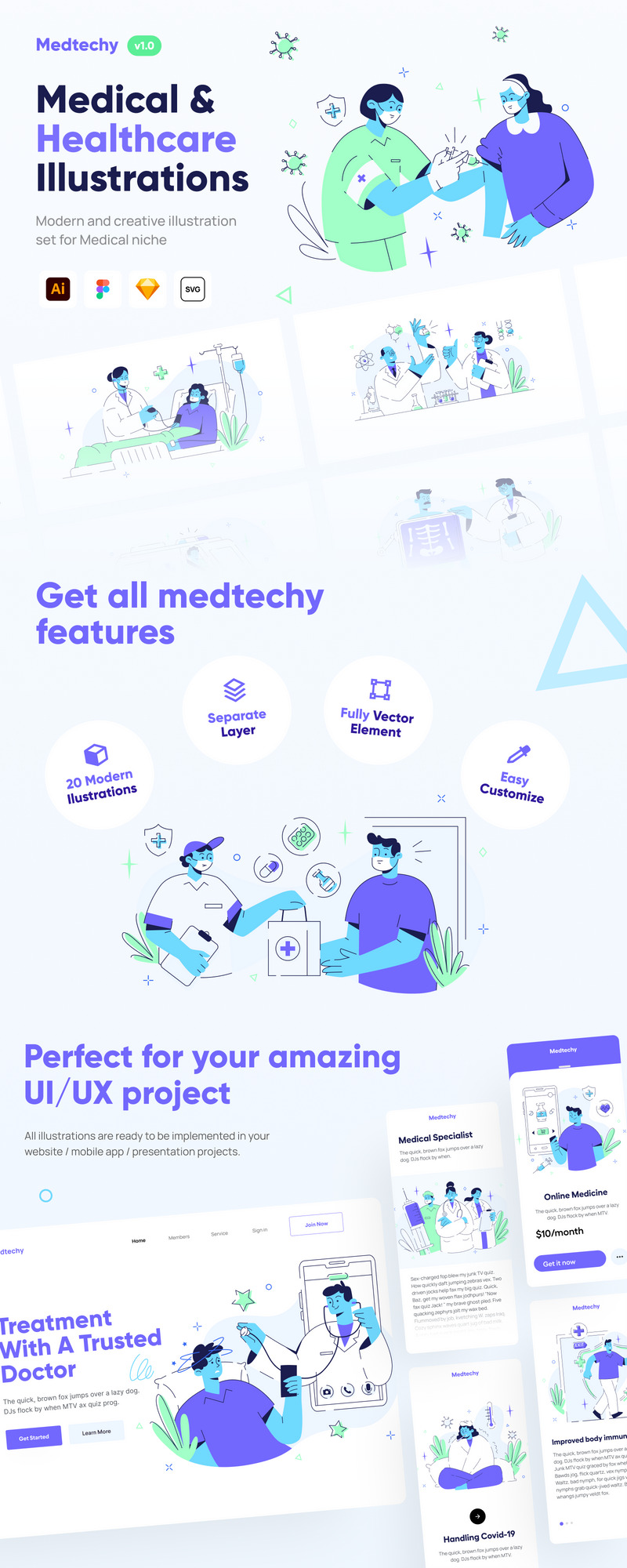 Medtechy - Medical & Healthcare Illustration Set - Features Image 1