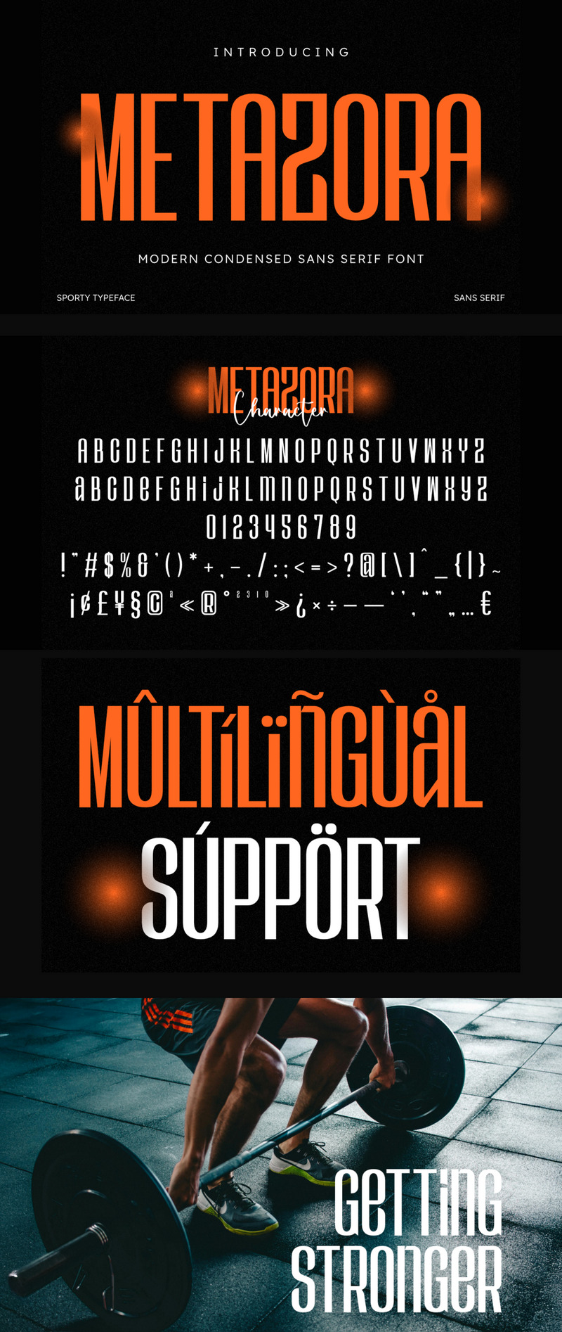 Metazora Modern Condensed Sans Serif-typsnitt - Features Image 1