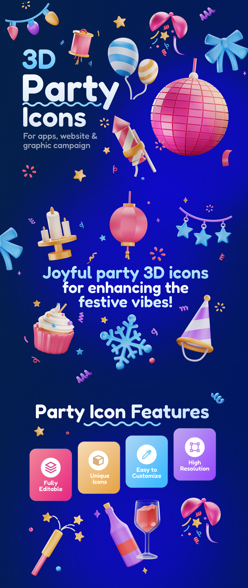 Sparkly - Parti ve Kutlama 3D Simge Seti - Features Image 1