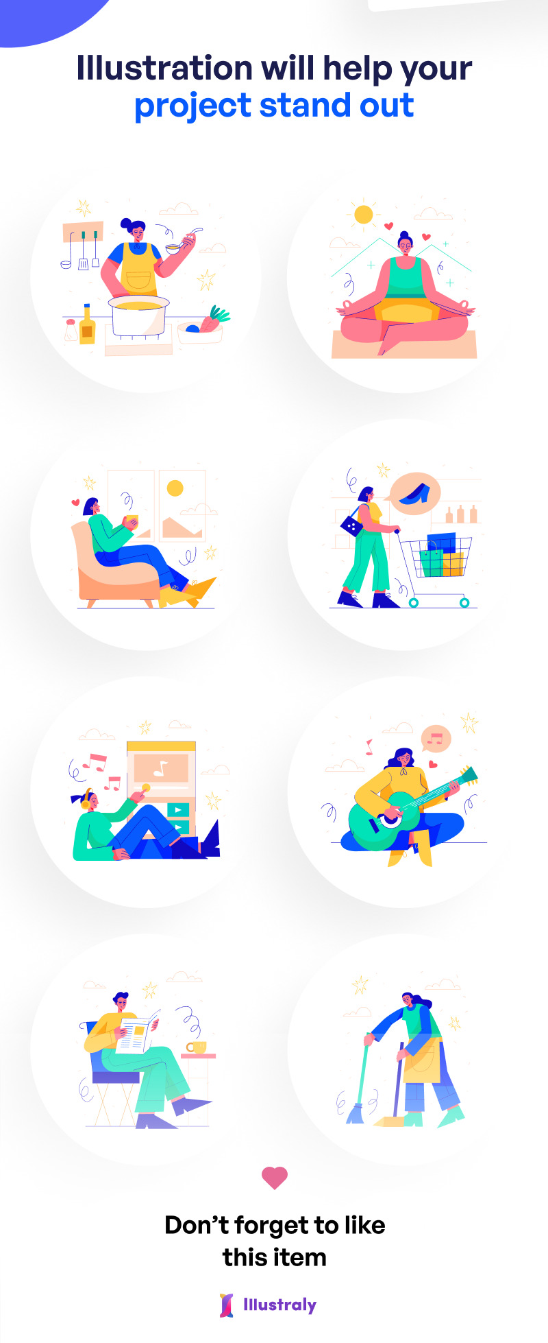 Casually - Casual och dagliga aktiviteter Illustration Set - Features Image 2