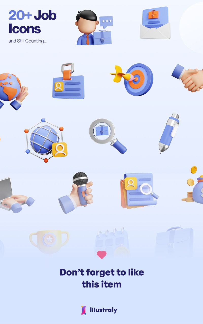 Hirely - Conjunto de iconos de trabajo y carrera en 3D - Características Imagen 3