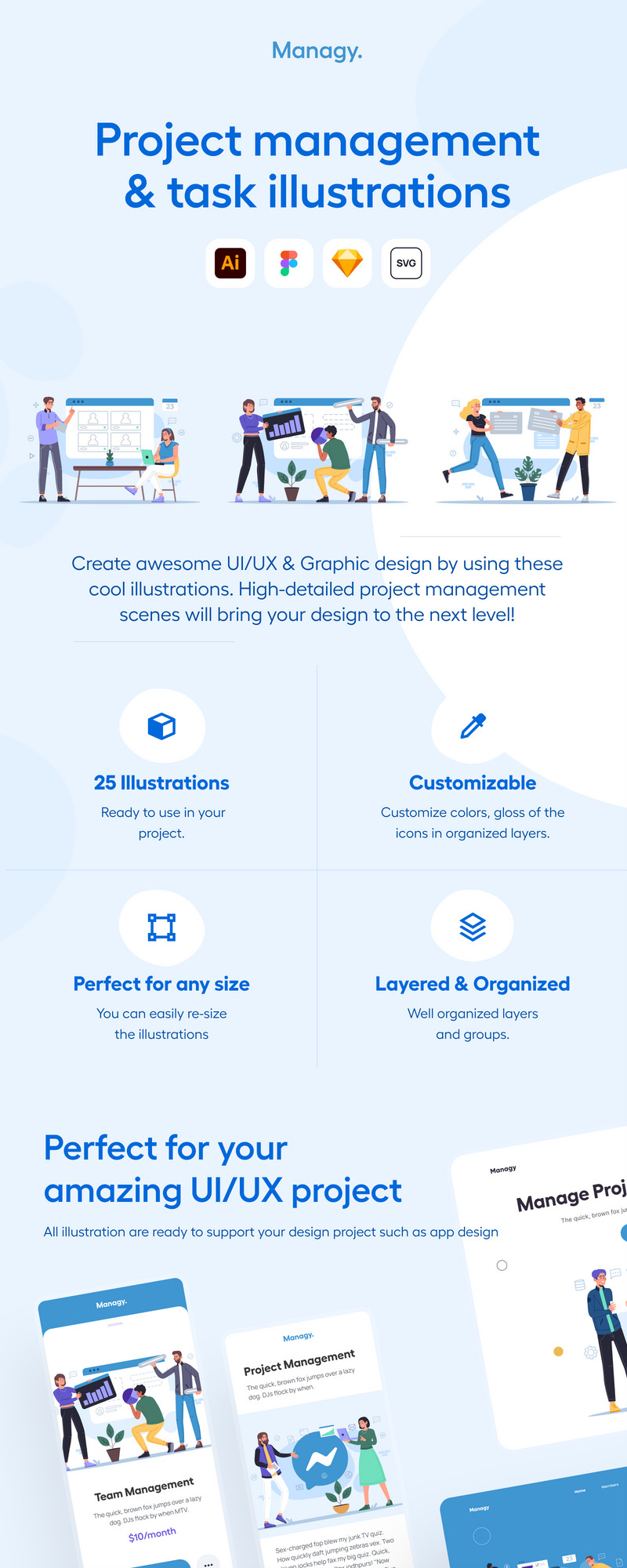 Managy - Projekt- und Aufgabenmanagement-Illustrationsset - Eigenschaften Bild 1