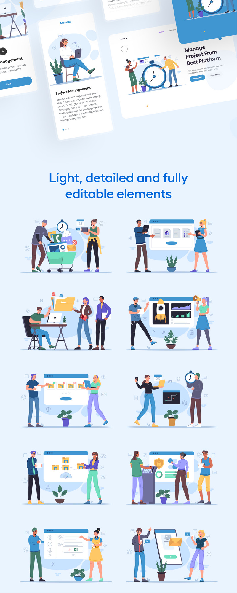 Managy - Projekt- und Aufgabenmanagement-Illustrationsset - Eigenschaften Bild 2
