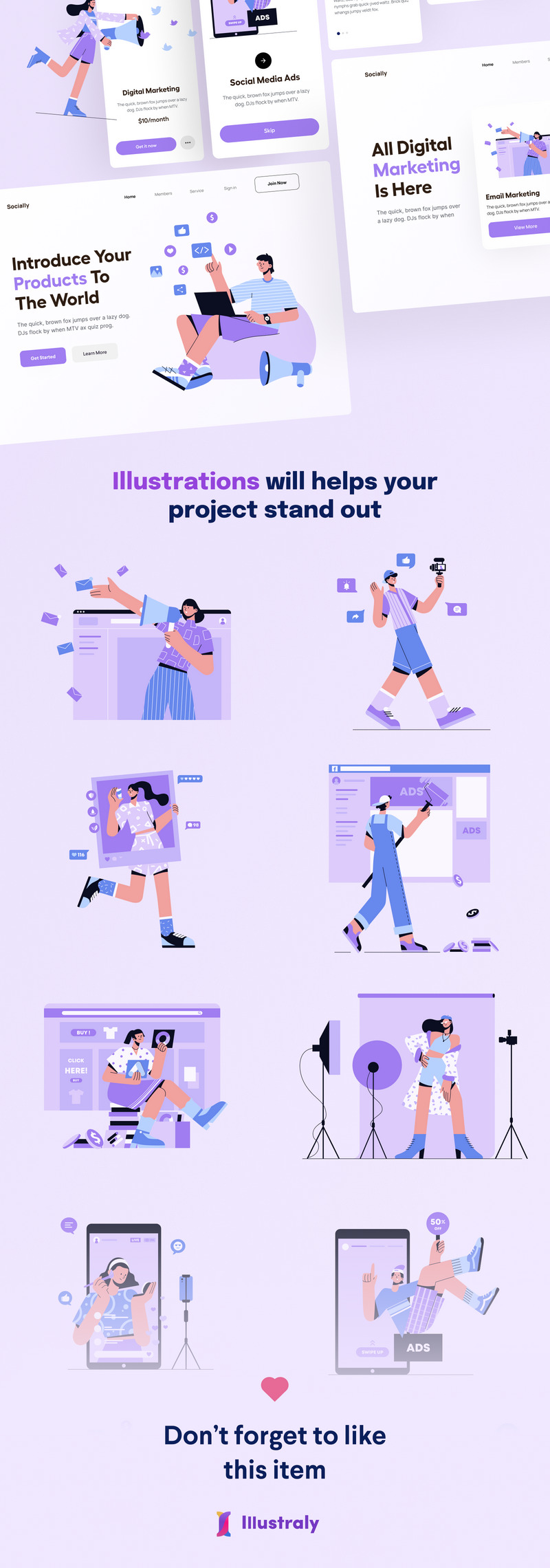 Socialmente - Set di illustrazioni per il marketing sui social media - Caratteristiche Immagine 2