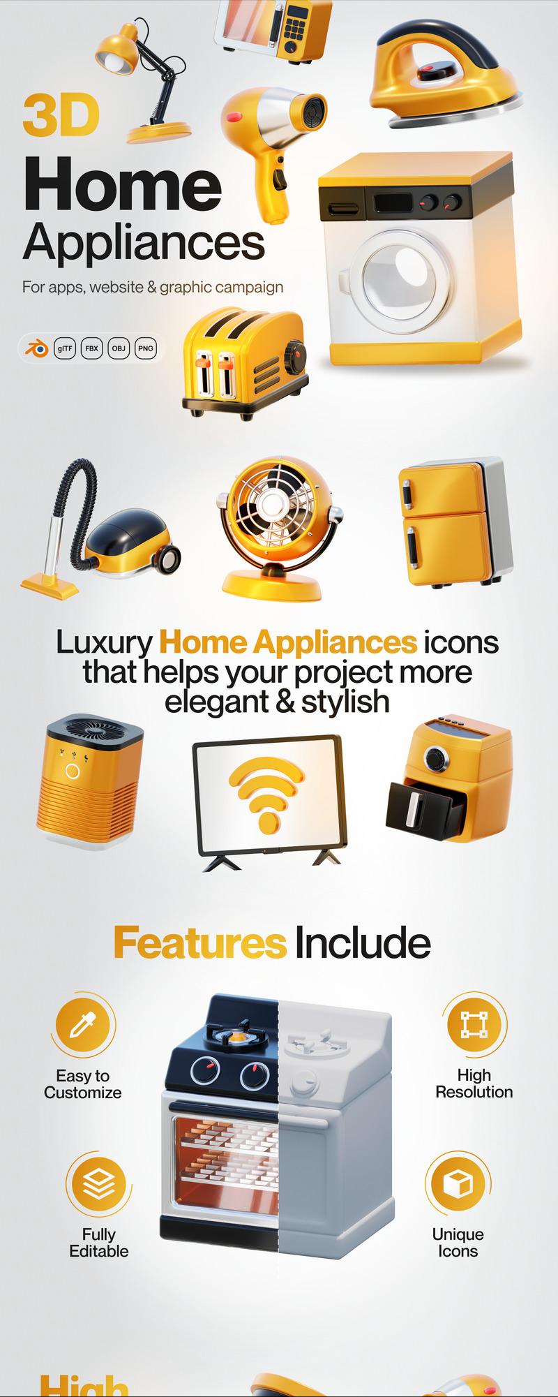 Homy - Set di icone 3D per elettrodomestici - Caratteristiche Immagine 1