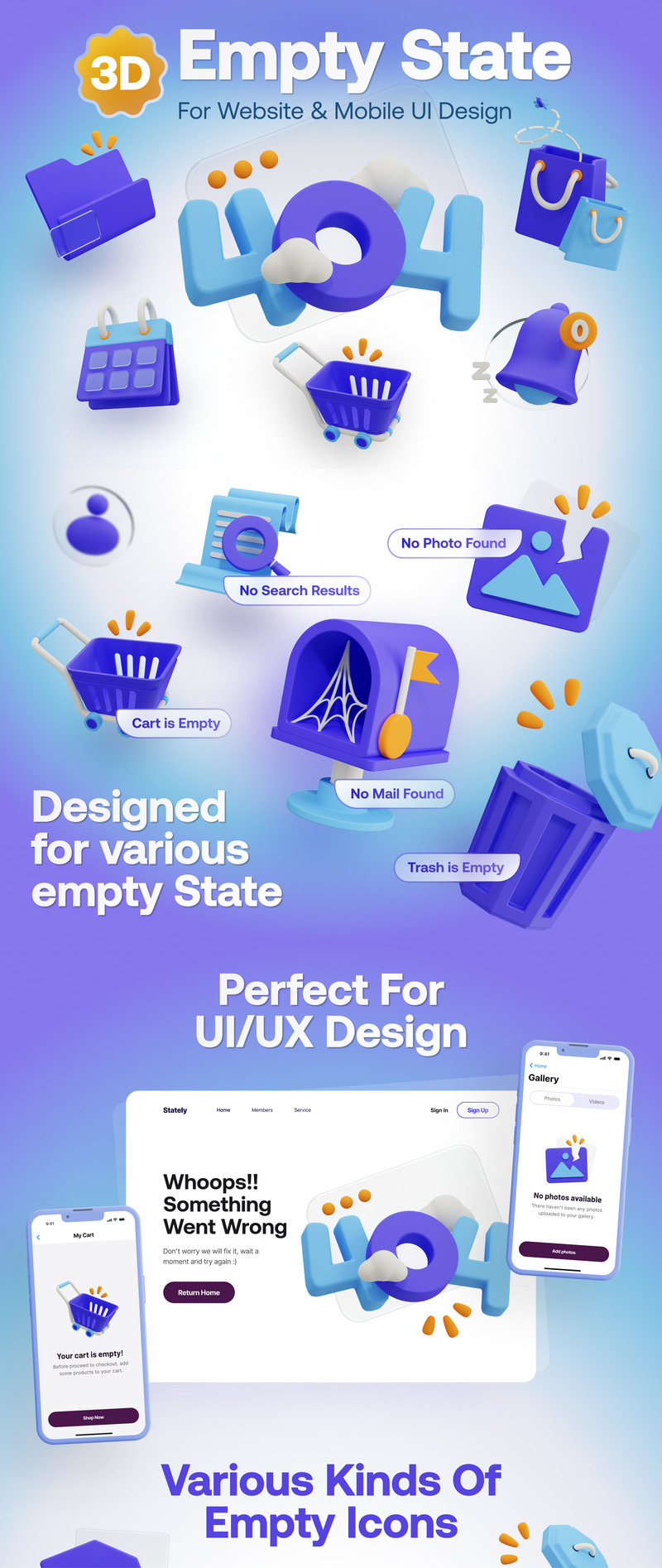 Impozáns - üres állapotú 3D ikonkészlet - Features Image 1