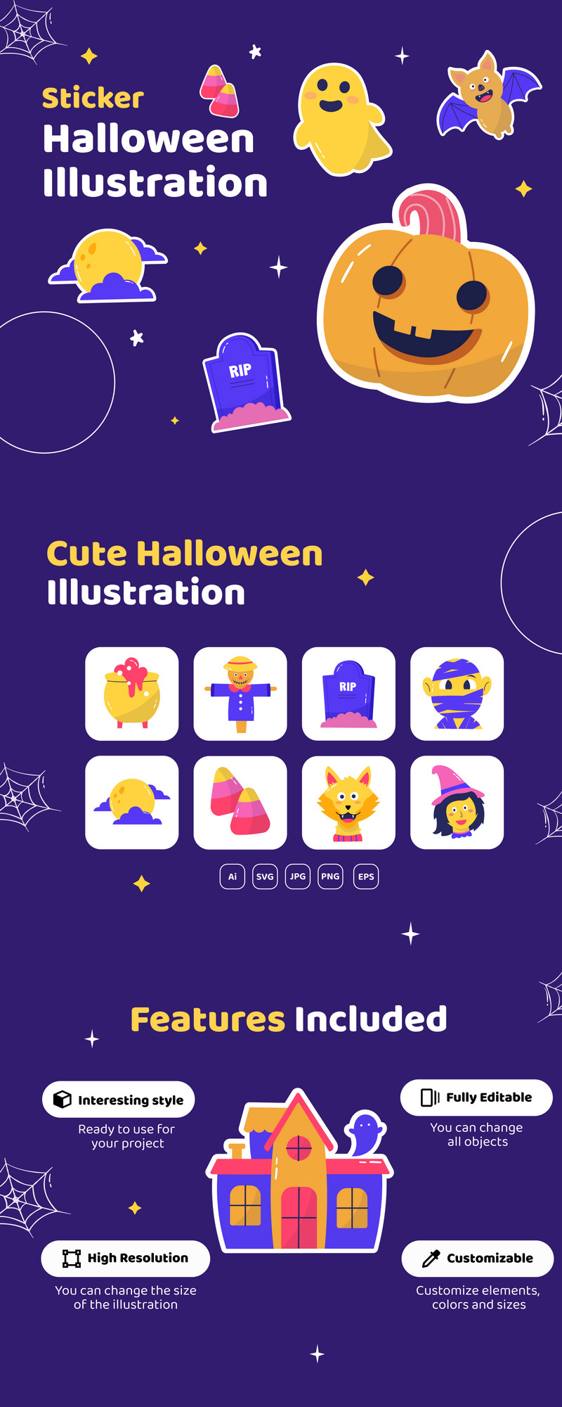 Hallowy - zestaw naklejek Halloween - Obraz funkcji 1