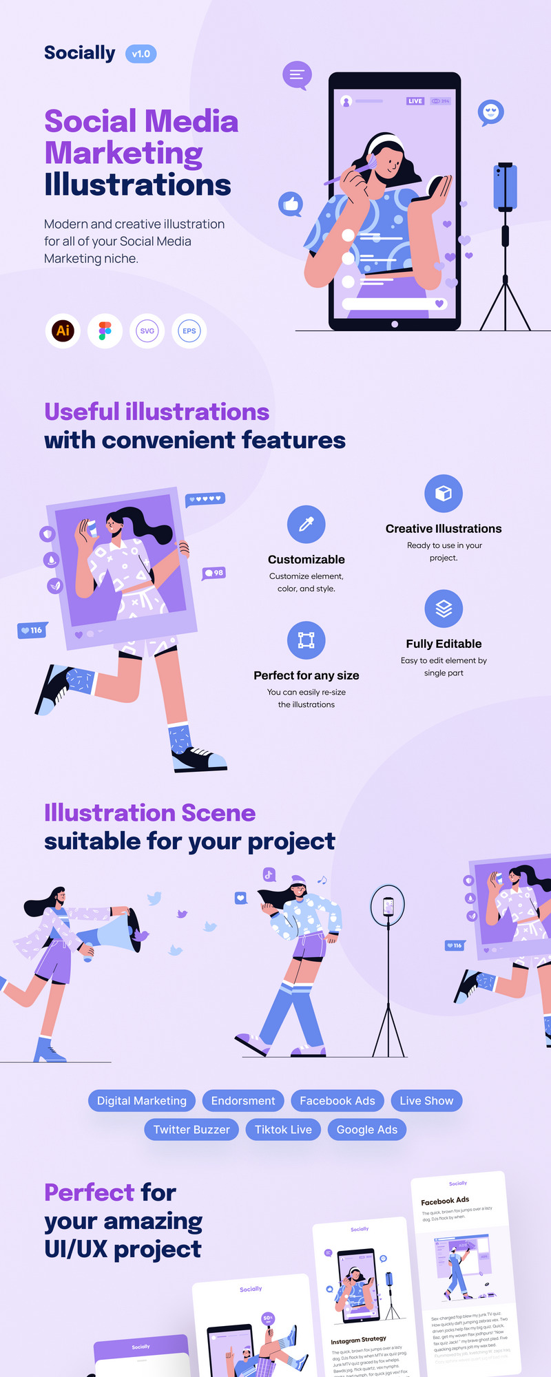 Socialmente - Set di illustrazioni per il marketing sui social media - Caratteristiche Immagine 1