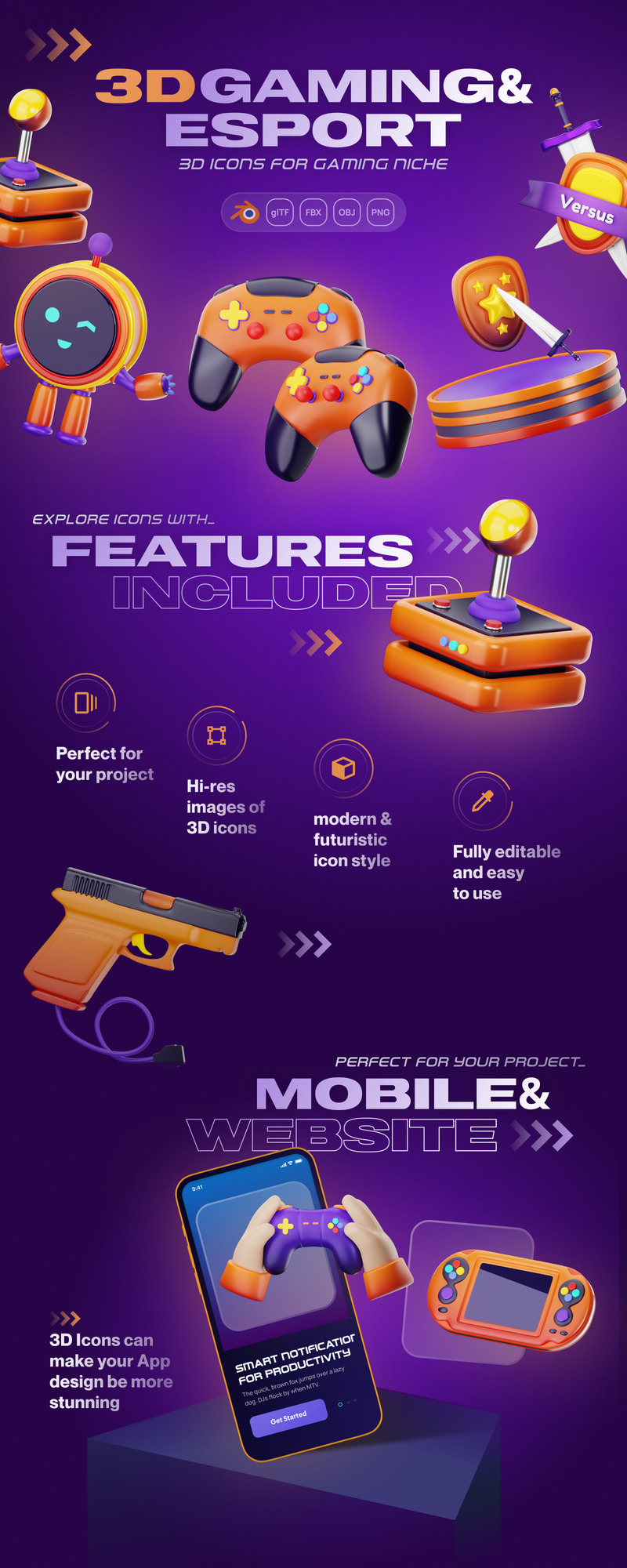 Gamely - Games & Esports 3D Icon Set - Features Image 1