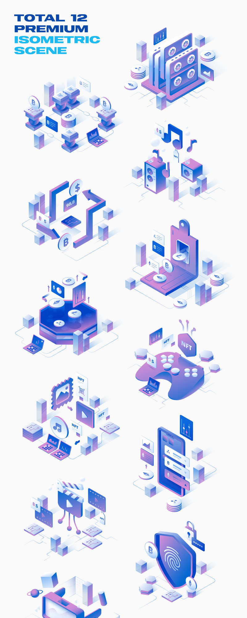 Valuta - Kryptovaluta Isometrisk Illustration Set - Features Image 2