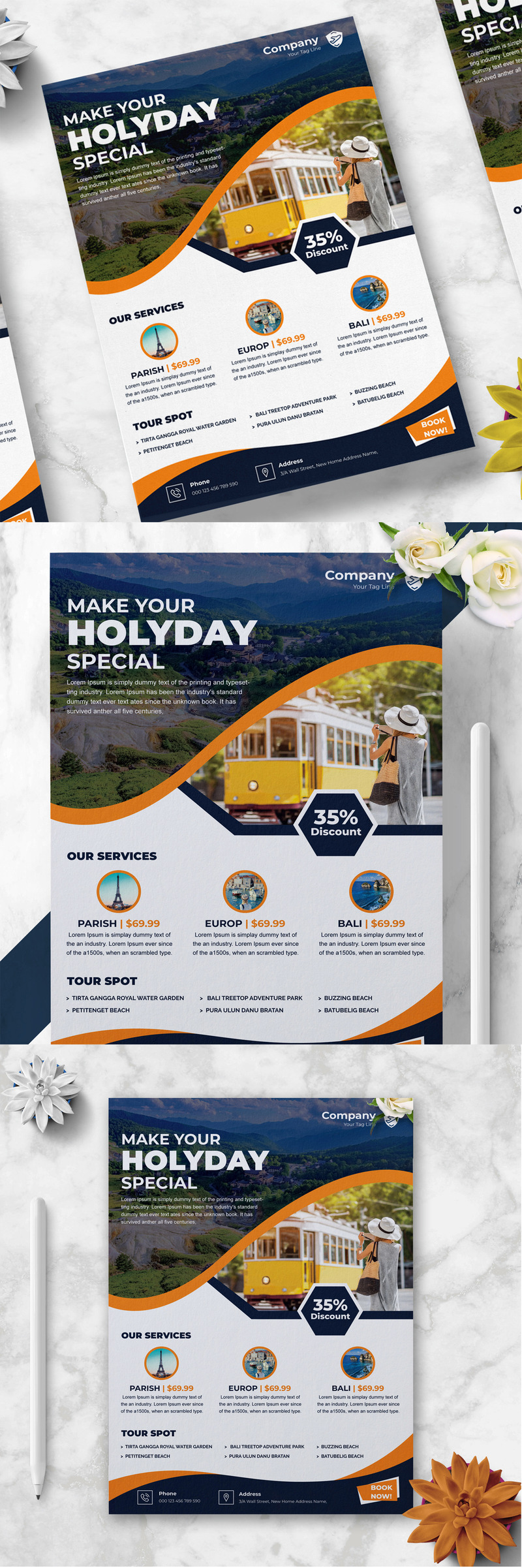 Travel Tour Agency Flyer Template - Features Image 1