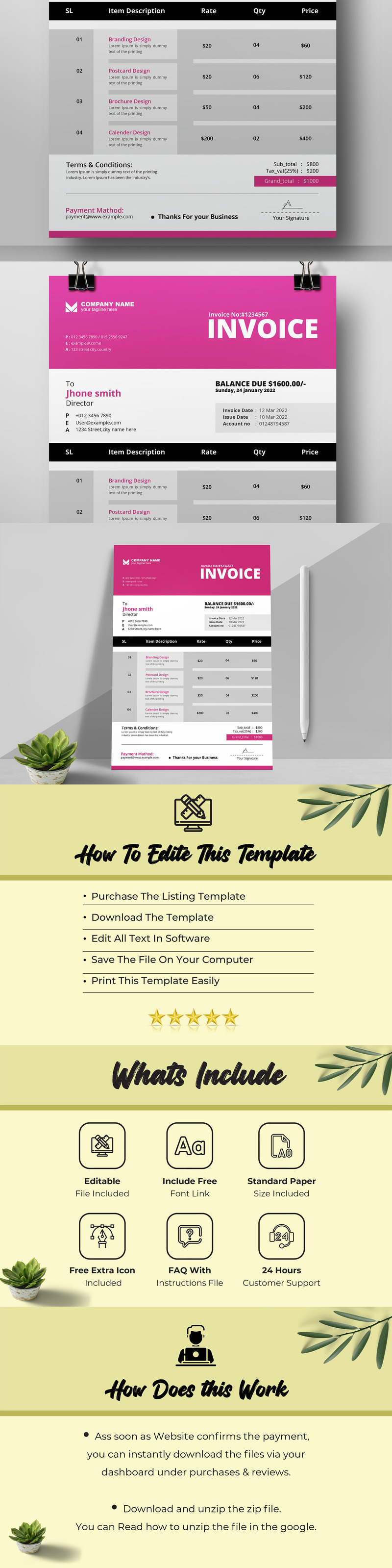 Modern Minimal Invoice Templates #376676 - TemplateMonster