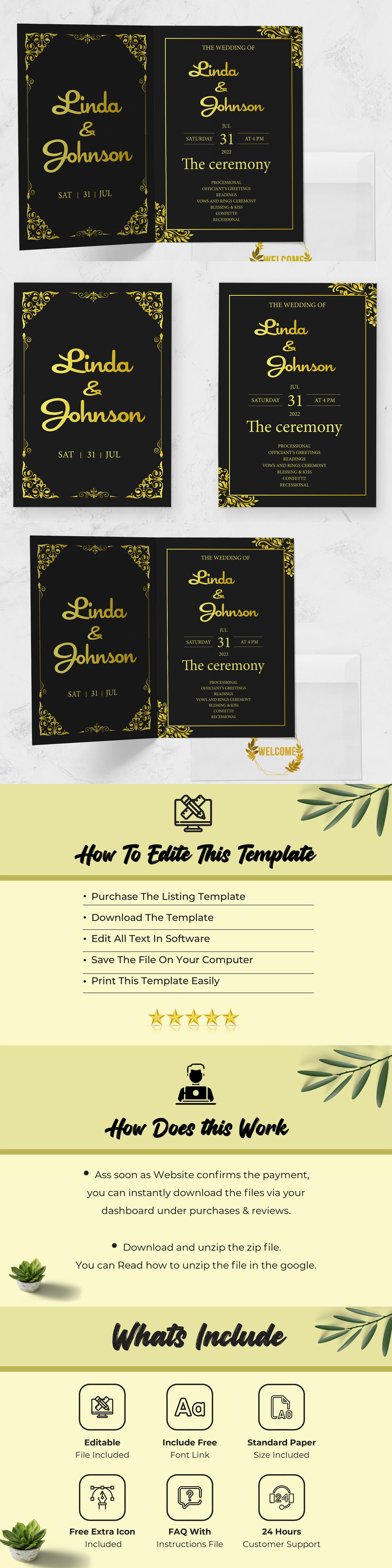 Black Wedding Invitation Card Collection - Features Image 1