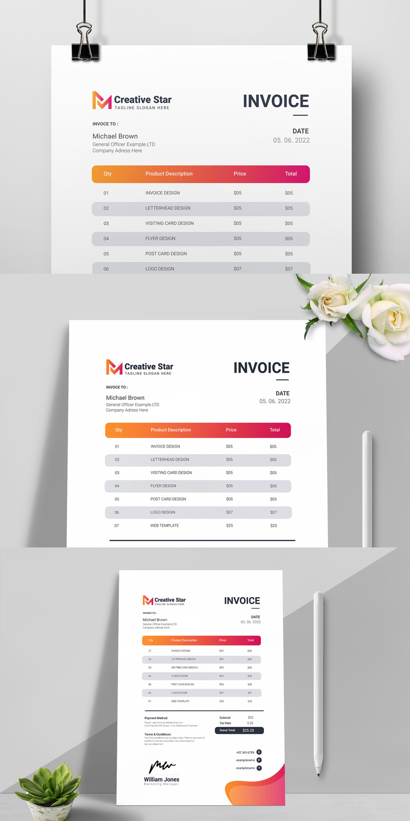 Šablona faktury s oranžovým přechodem - Features Image 1