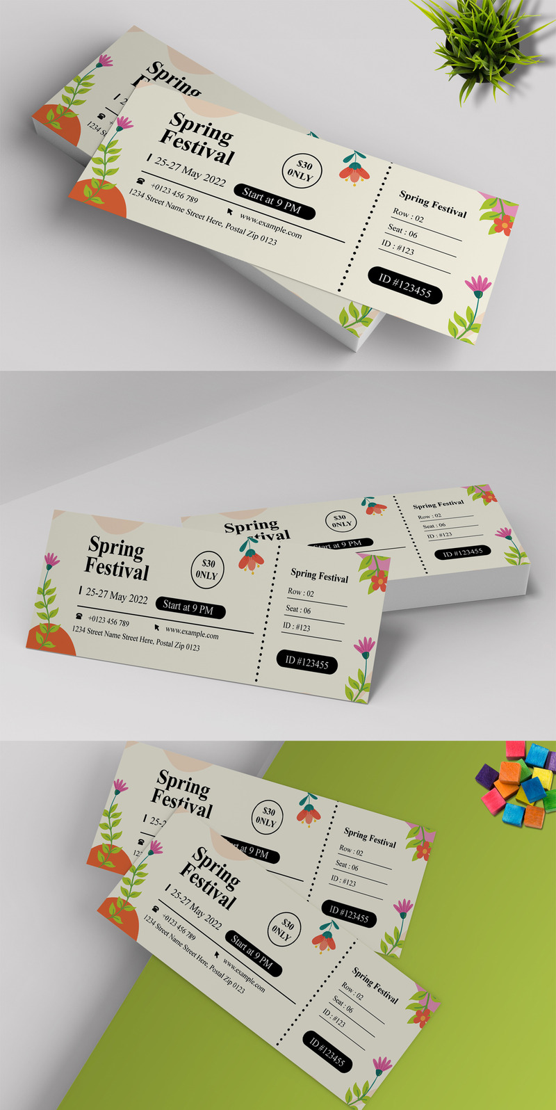 Spring Festival Ticket Template 379583 TemplateMonster