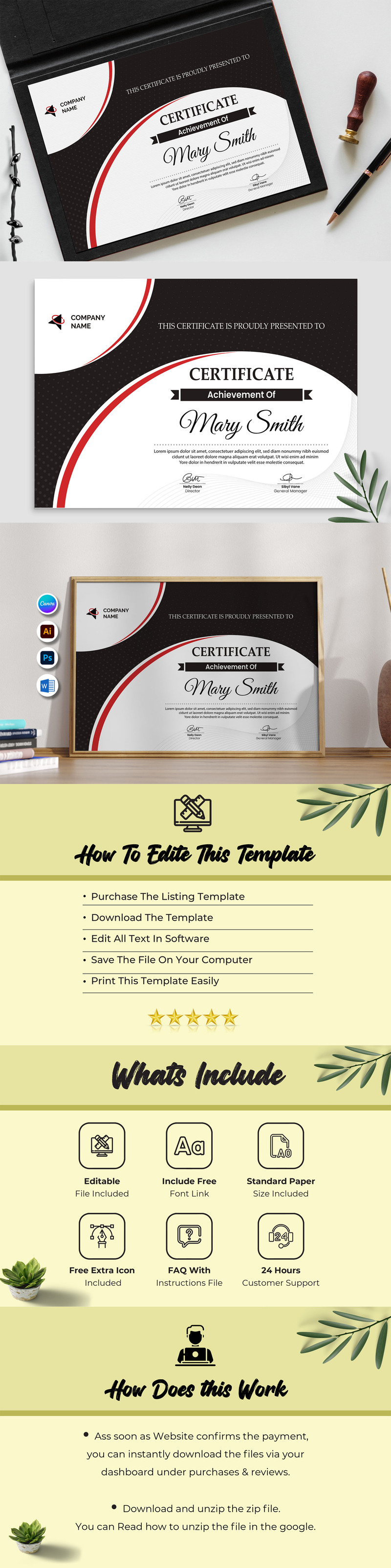 Black And White Certificate Templates - Features Image 1