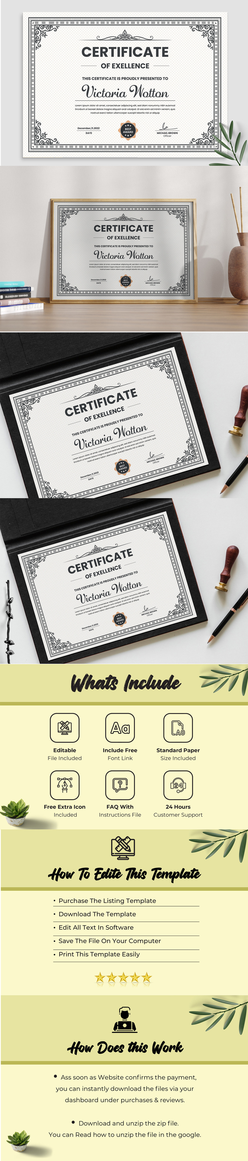 Simple Excellence Certificate Template - Features Image 1