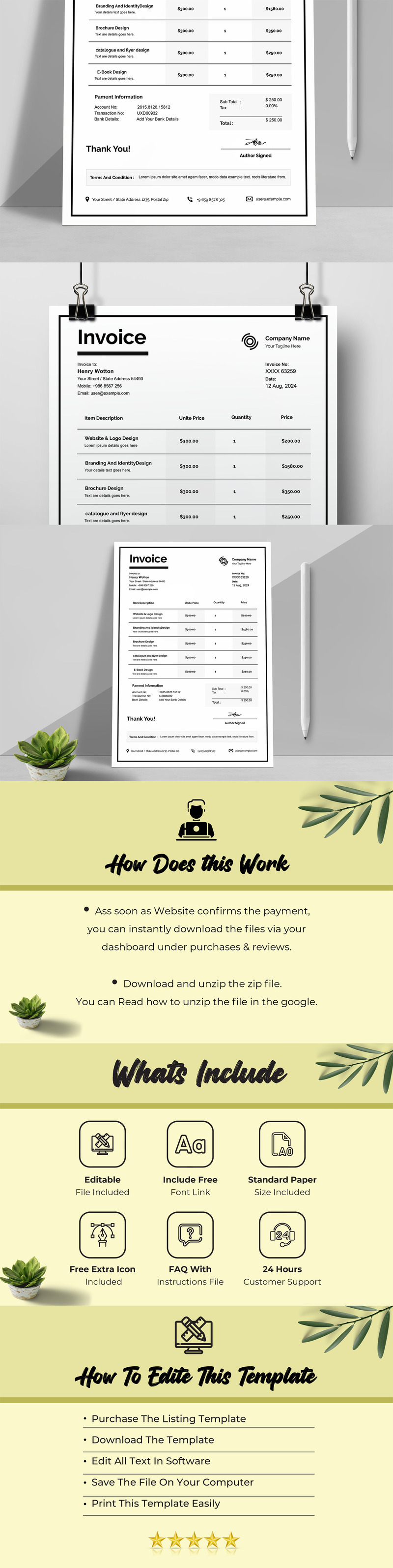 white Invoice Layout Template - Features Image 1