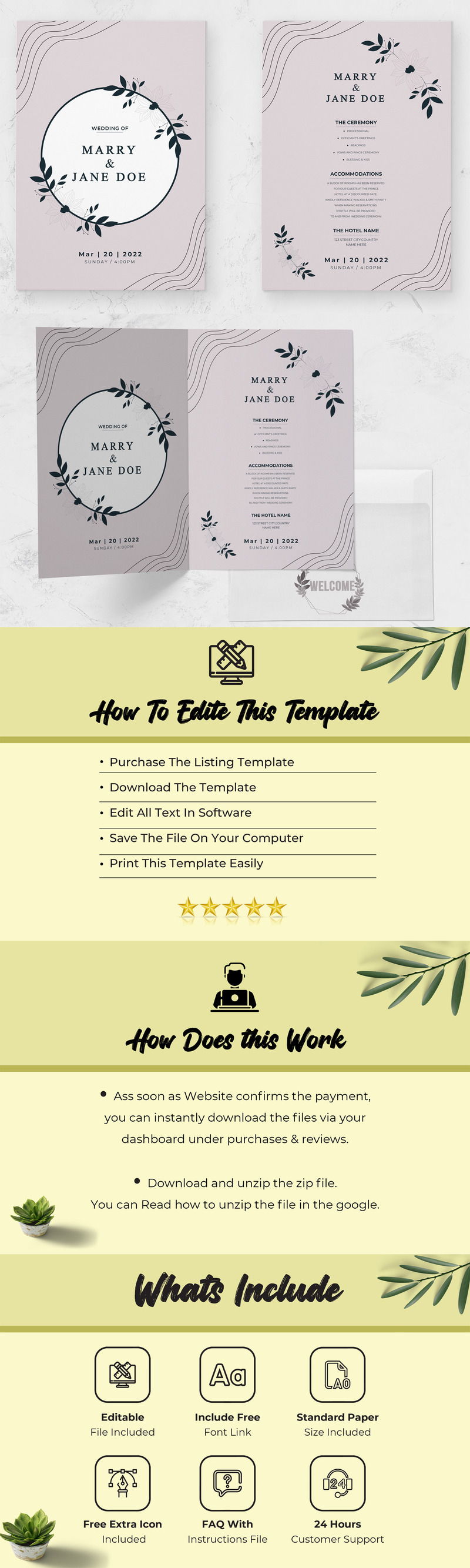 Flora Wedding Invitation Template - Features Image 1