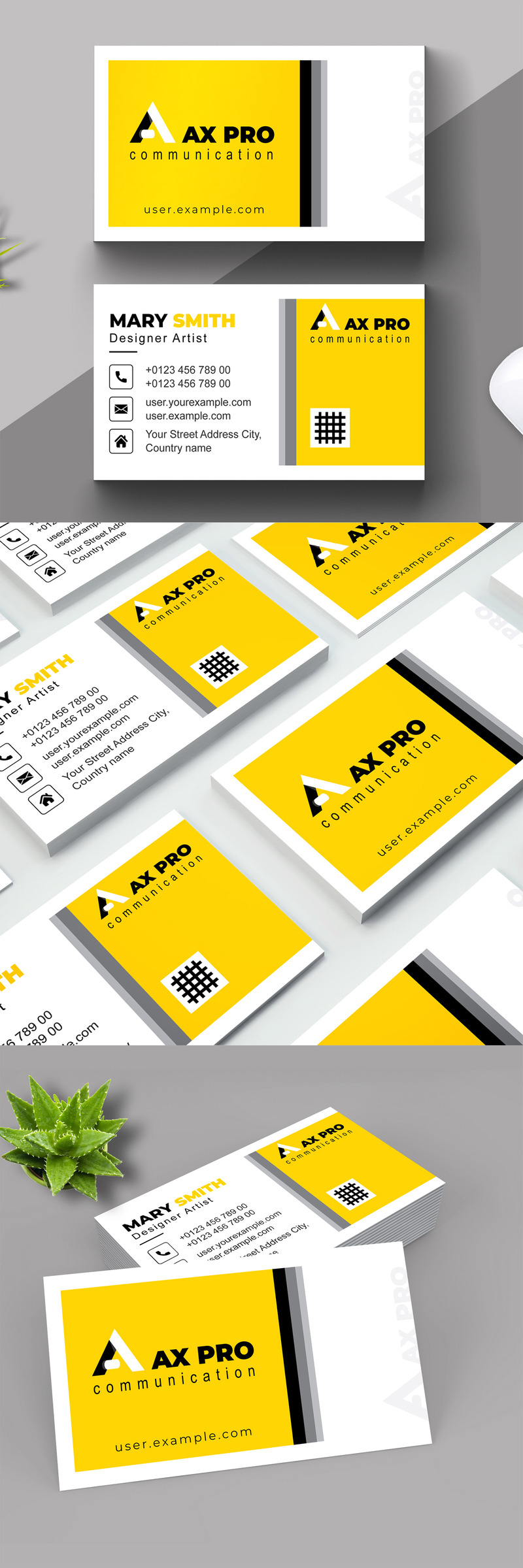 Design de cartão de visita amarelo - Features Image 1