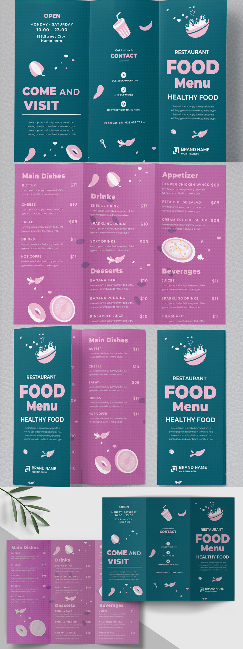 Food Menu Restaurants Trifold Brochure - Features Image 1