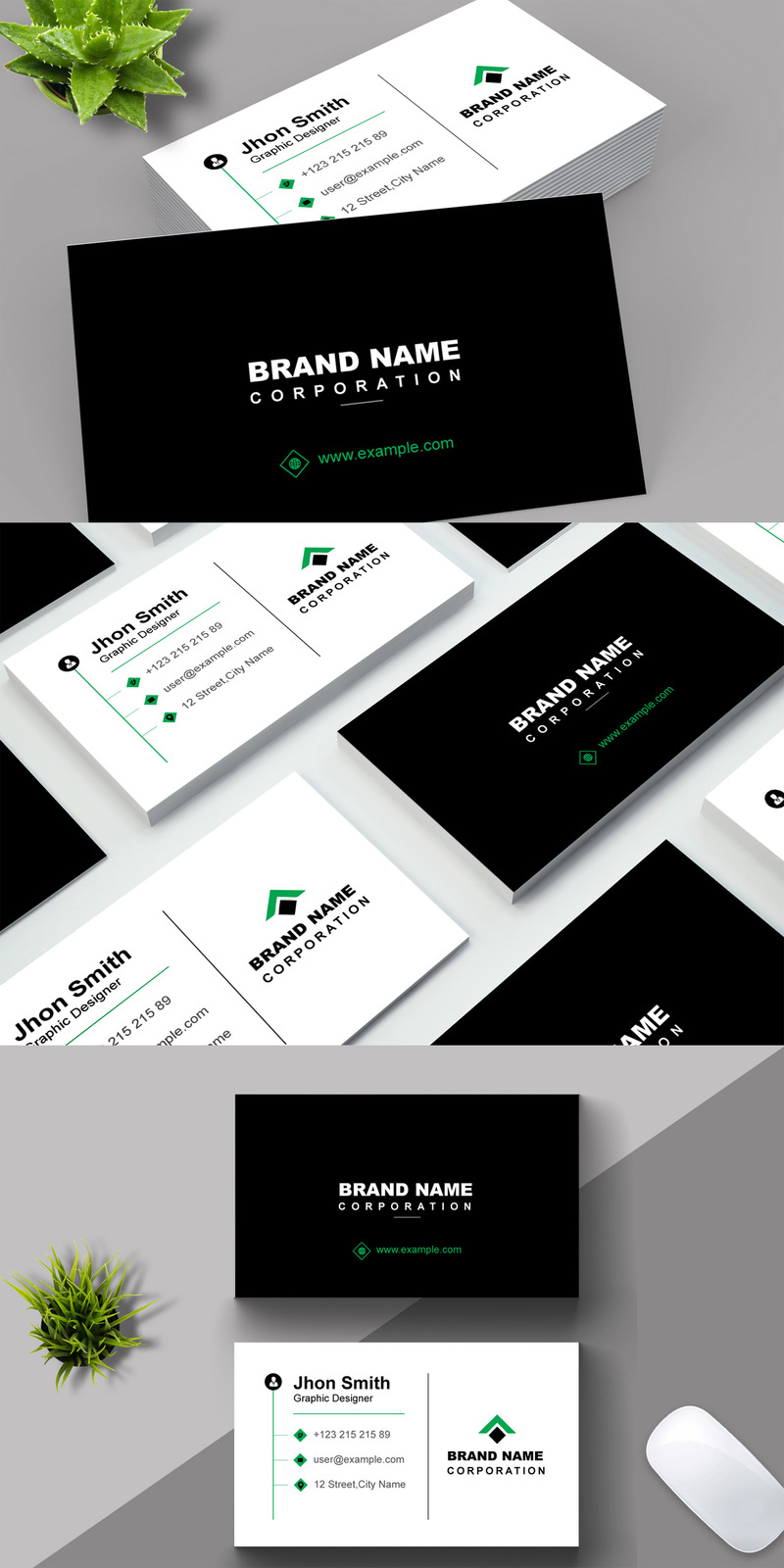 Black and White Business Cards Template - Features Image 1
