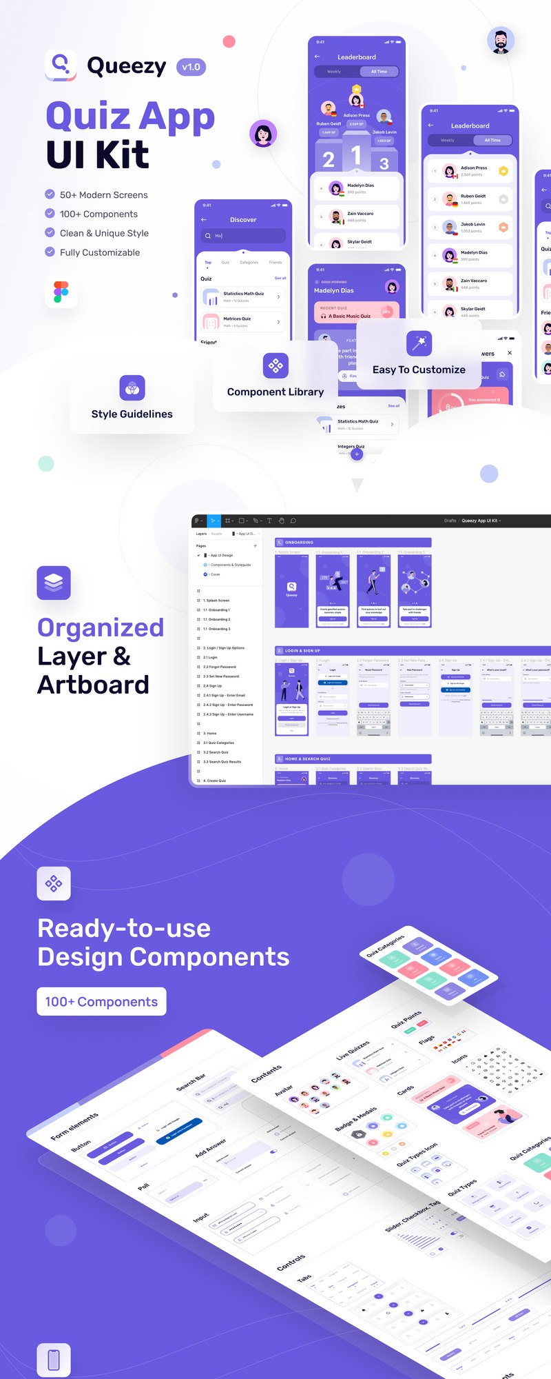 Queezy - Revolutionary Quiz App UI Kit - Features Image 1